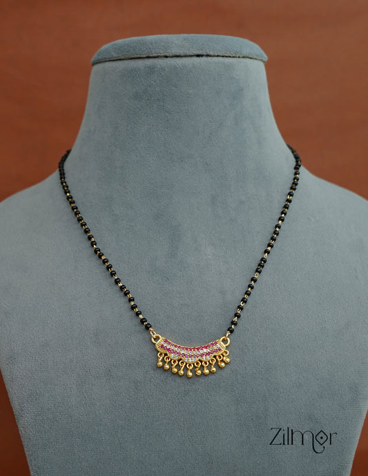 SR100559 - Gold Plated AD Stone Pendant Traditional Mangalsutra Necklace (color option)