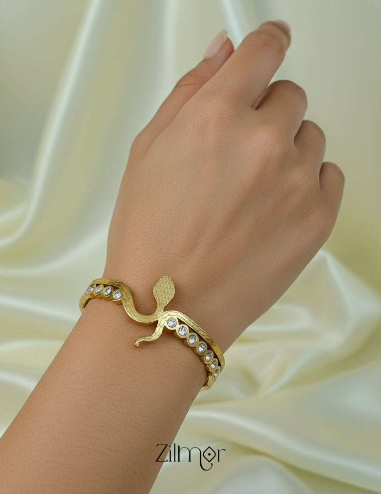 ZF1012117 - Golden AD Stone Openable Snack Anti Tarnish Bracelet Bangle