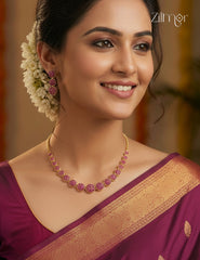 Gold Plated AD Stone  Necklace Earring Set (color option) - CL1012257