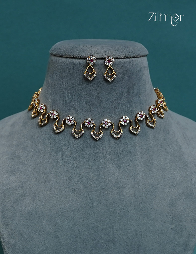 Premium Antique AD Stone  Necklace with Earrings - CL1012269