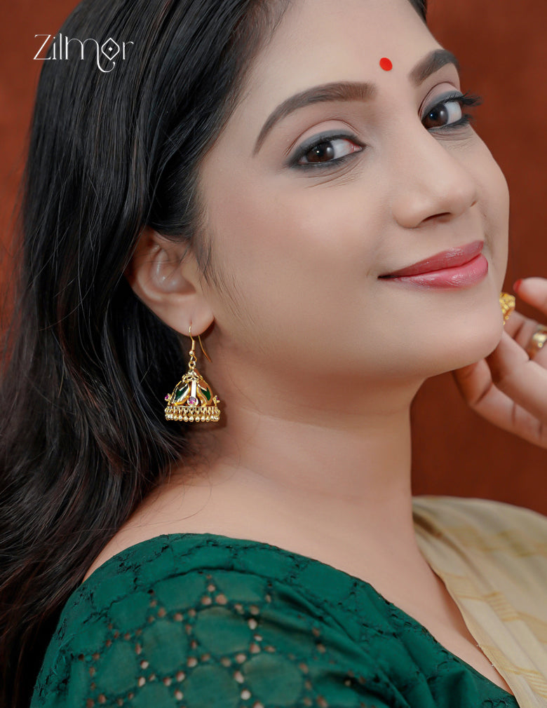 18K Gold Plated Mango Palakka Hook Jhumka Earrings - PP1012342