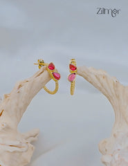 18k Gold plated Handmade Gem Stone Hoop Earrings – (color option)  - Anti Tarnish - ZP1012172