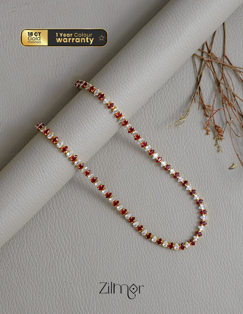 KT1011723 - Anti Tarnish Gold Plated AD Stones Chain Necklace (color option) 2-Zilmor