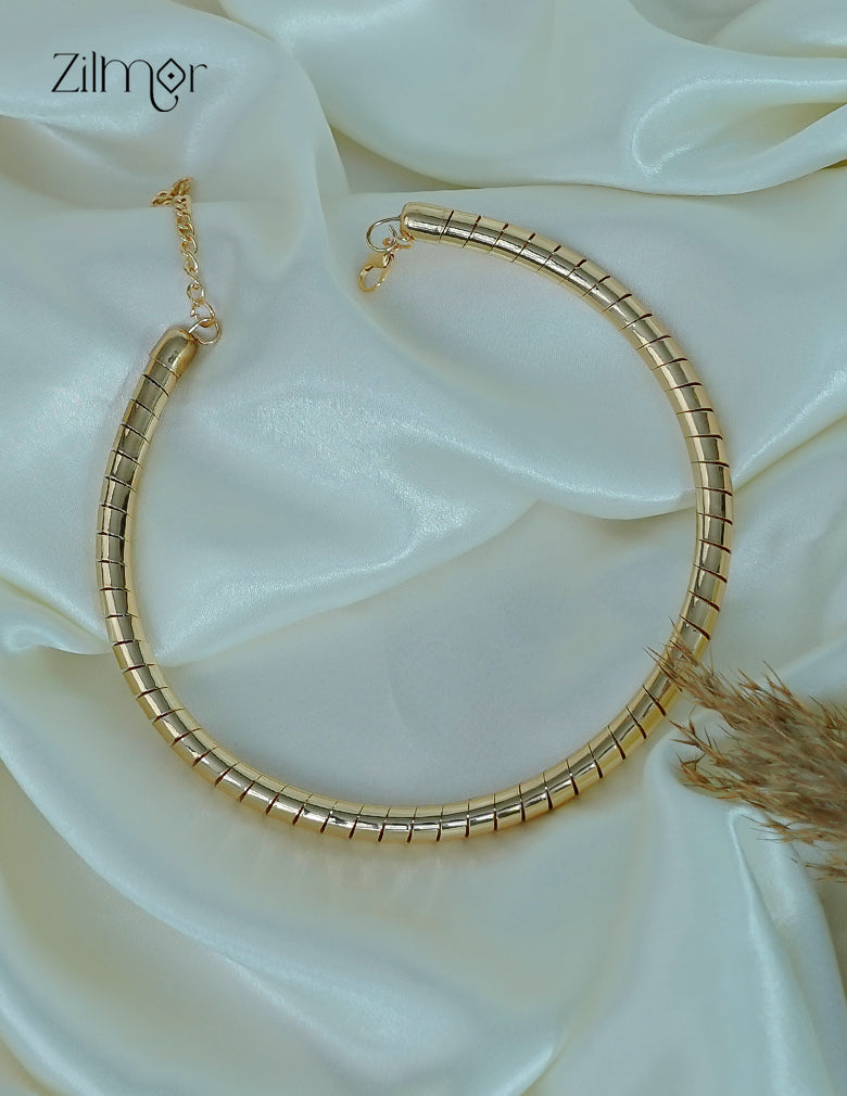 ZF1012110 - Golden Spiral Anti Tarnish Cuff Hasli Choker Necklace