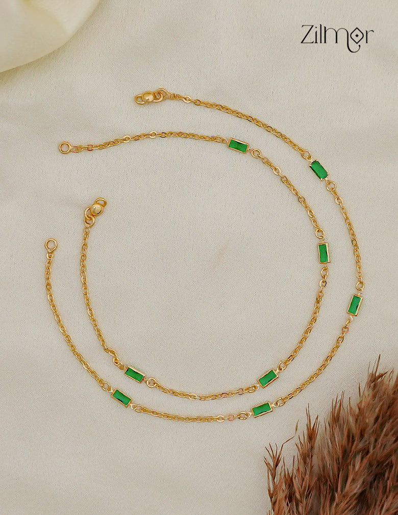 Women Zilmor KY1012775 18K Gold Toned Semi Precious Stone Pair Anklet