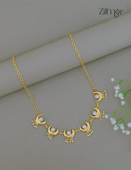 Gold Tone Pearl with Half Moon Necklace - CL1012230