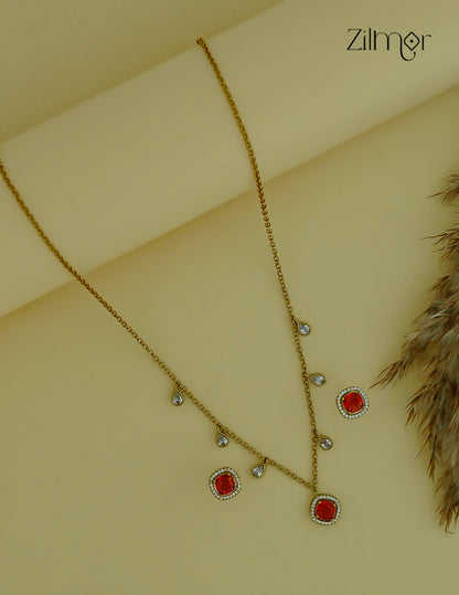 Antique AD Stone Necklace Earring Set (color option)  - KA1012203