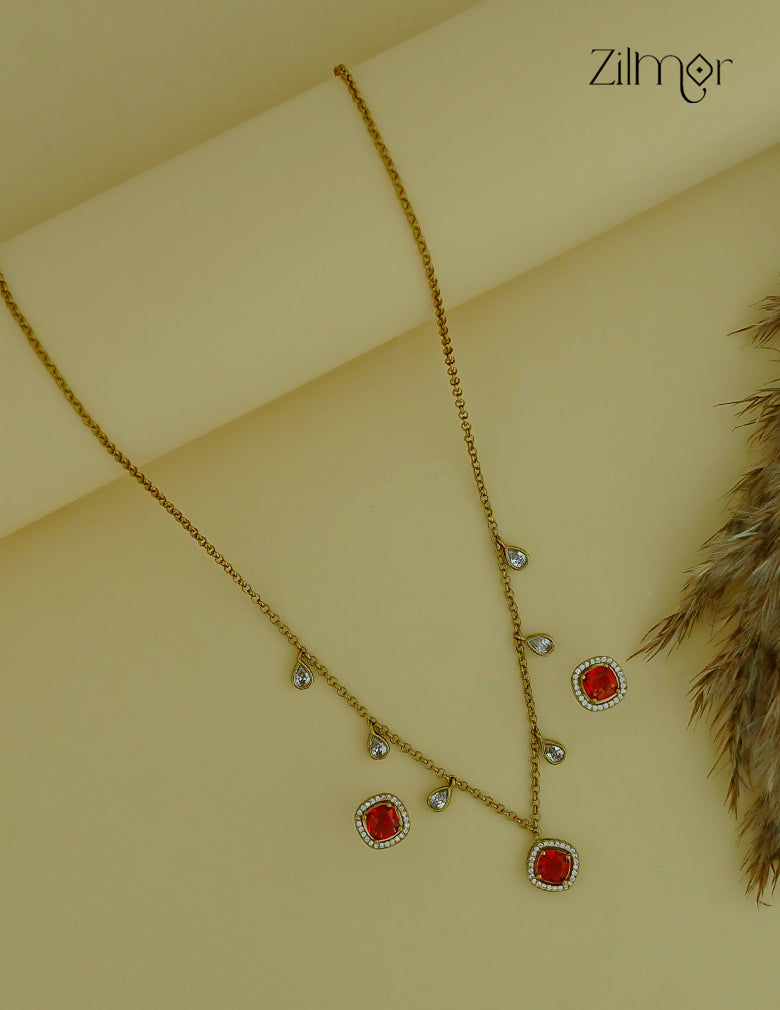 Antique AD Stone Necklace Earring Set (color option)  - KA1012203