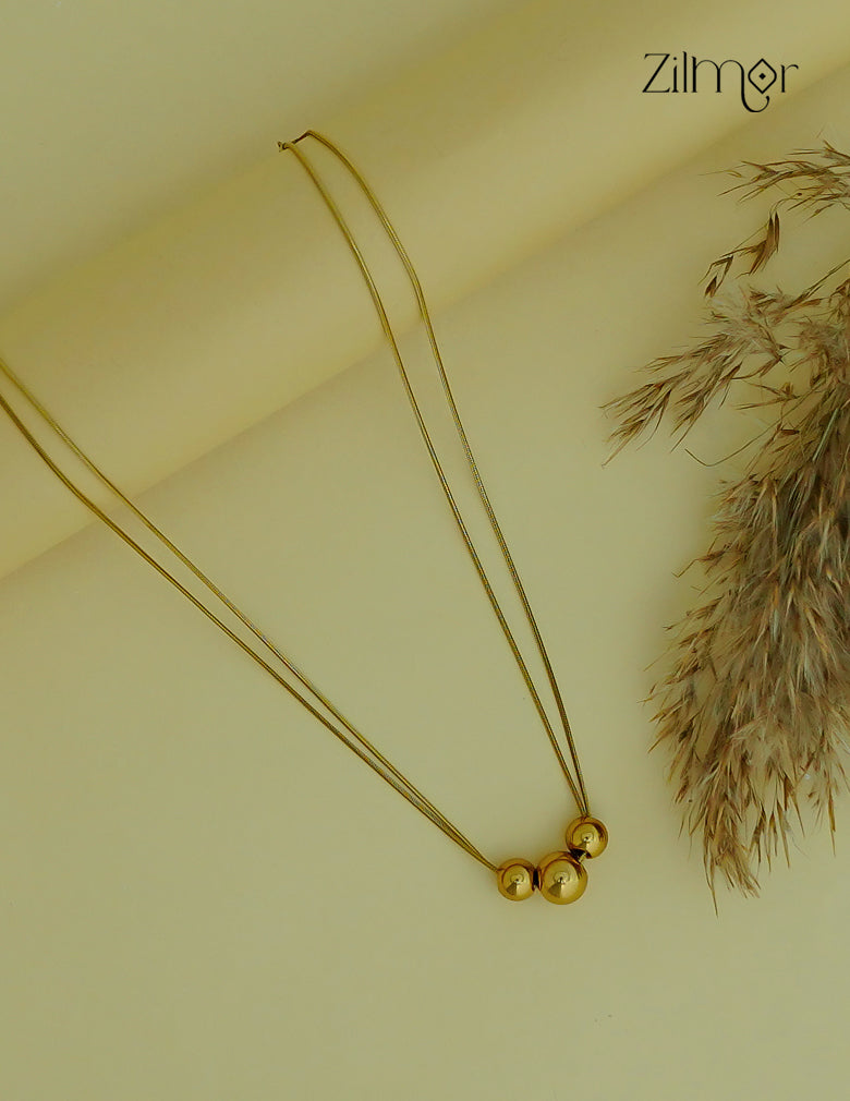 Double layer Ball Chain Necklace-ZF1012136