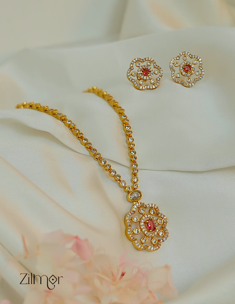 KA1012010-  Antique AD Stone Necklace Earring Set (color option)