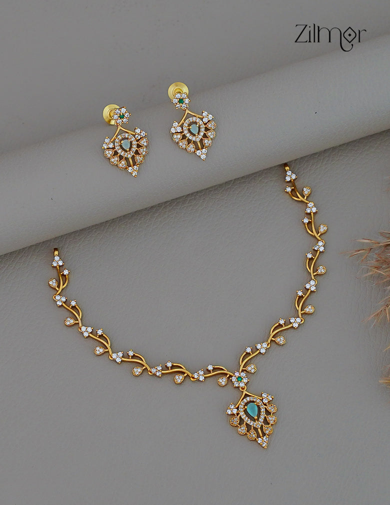 Antique AD Stone Necklace Earring Set (color option)-SN1012162