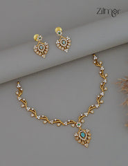Antique AD Stone Necklace Earring Set (color option)-SN1012162