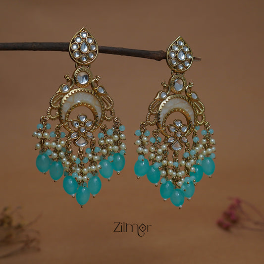 FS1011253 -  Bead Hanging Kundan Chandbali Earrings