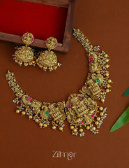 ZL1012023 - Traditional Temple Lakshmi Necklace Earrings set
