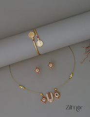 Perumal Pendant Invisible Necklace & Kaashu Bangle Combo – Elegant Traditional Set