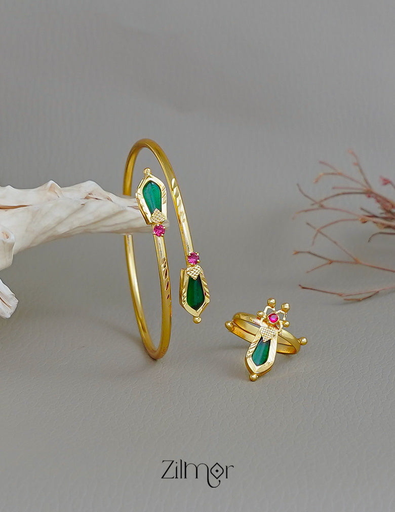 KY1011780- Gold plated Nagapadam Bangle & Ring Combo (color option) 3-Zilmor