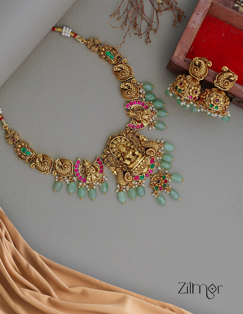 KK101203 - Antique Temple Choker  Necklace set 8-Zilmor