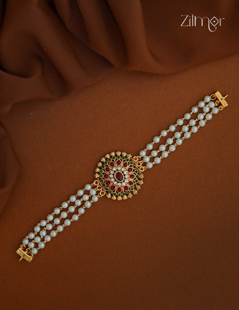 Kemp & Ad Stone pendant with Triple layer Antique Choker Necklace - CL1012275