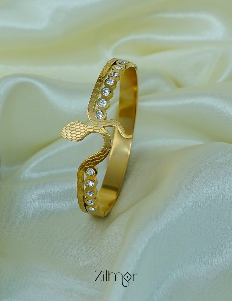 ZF1012117 - Golden AD Stone Openable Snack Anti Tarnish Bracelet Bangle