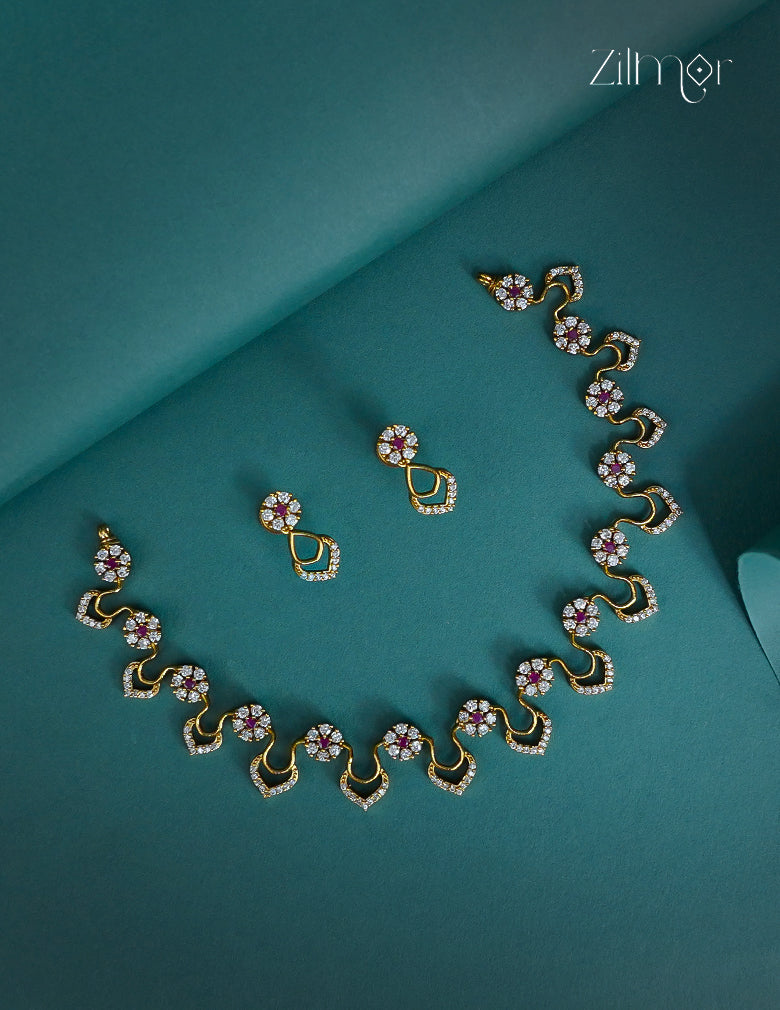 Premium Antique AD Stone  Necklace with Earrings - CL1012269