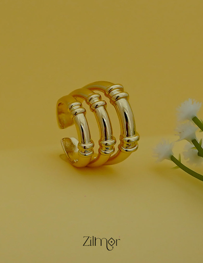 ZC1012057 - Triple Layer Stack Ring – Size Adjustable | 18K Gold Plated Stainless Steel | Anti Tarnish