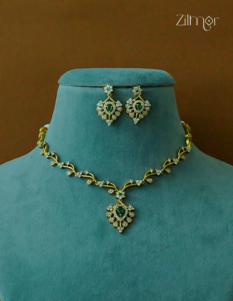 Antique AD Stone Necklace Earring Set (color option)-SN1012162