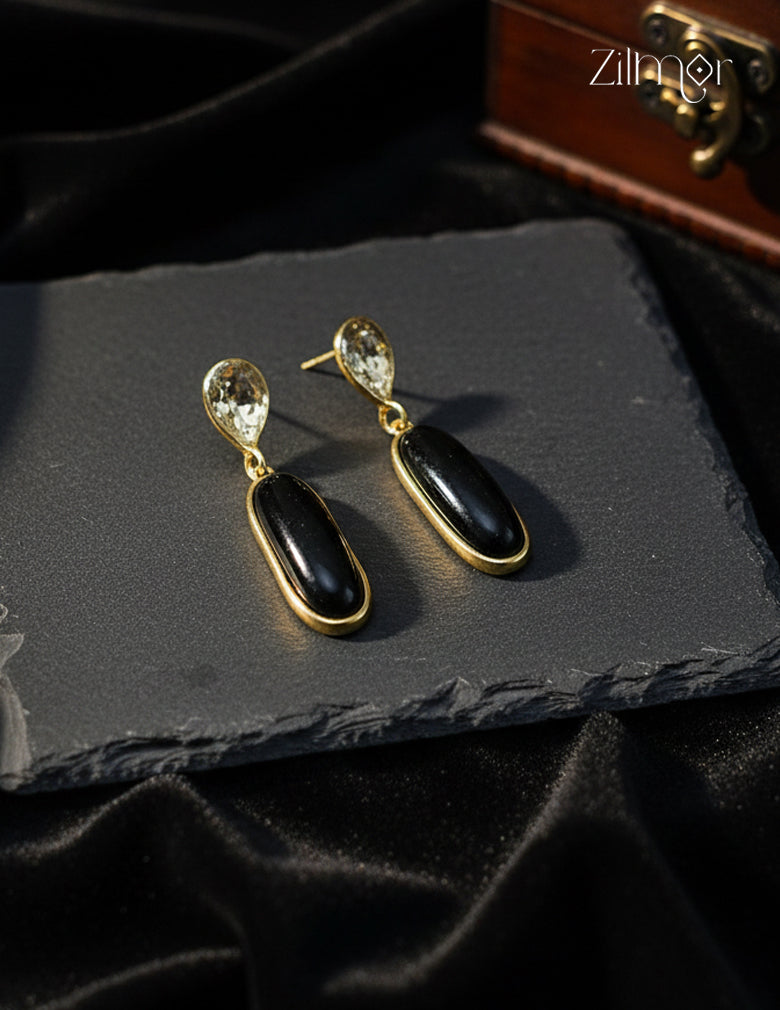 18K Gold Plated Designer Glossy Stone Hanging Earrings (color option) - ZP1012182
