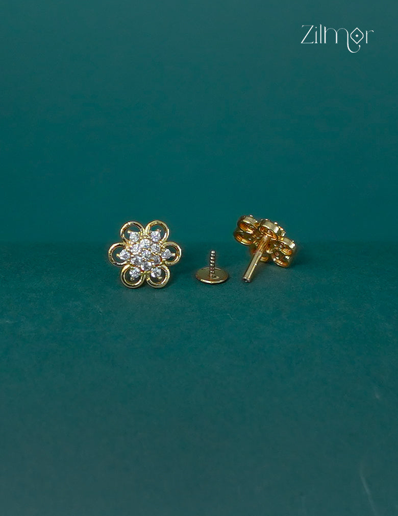 18k Gold Plated Anti-Tarnish AD Stone Stud Earrings (color option) - CL1012265