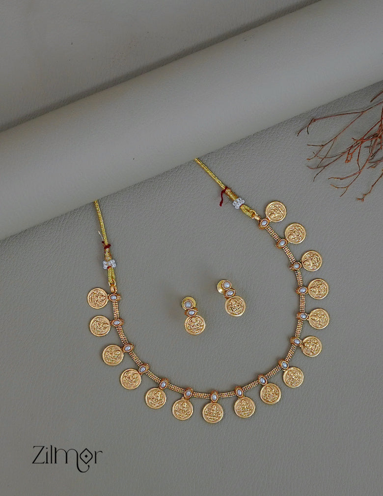 NV101234 - Antique Necklace Lakshmi Coin with Earring Set(color option)