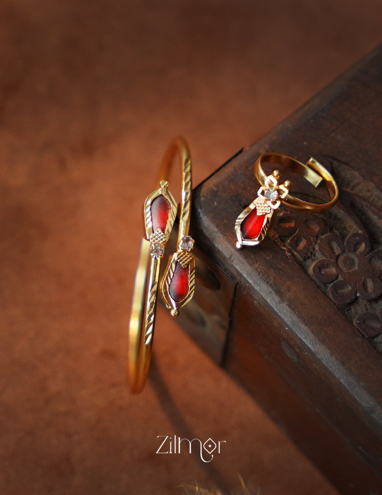 KY1011780- Gold plated Nagapadam Bangle & Ring Combo (color option) 1-Zilmor