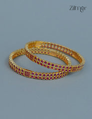 18k Gold Plated Anti-Tarnish AD stone Bangle (Pair) - CL1012232
