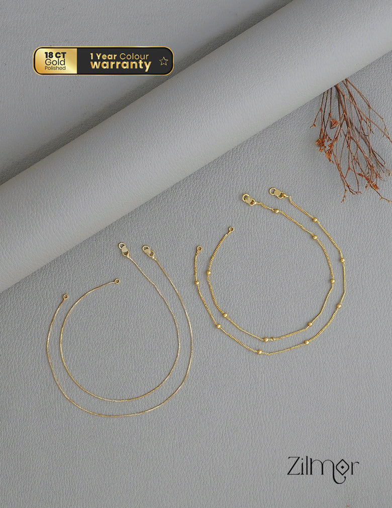 KY1011758- Gold Tone pair Anklets Combo