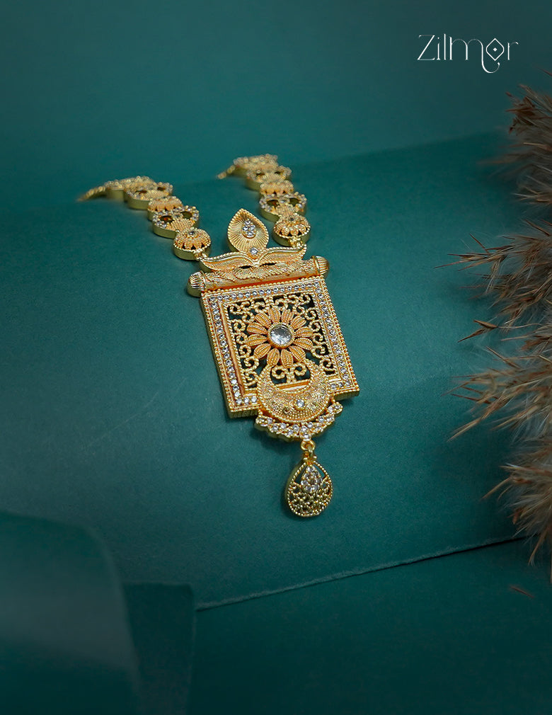 Gold Plated AD Stone Long Bridal  Necklace  - CL1012263