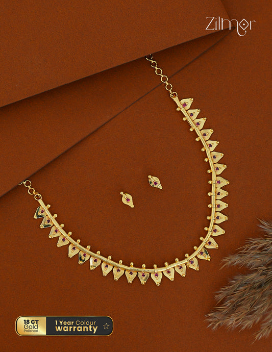 PP101876 - Gold Plated Thalikootam short necklace