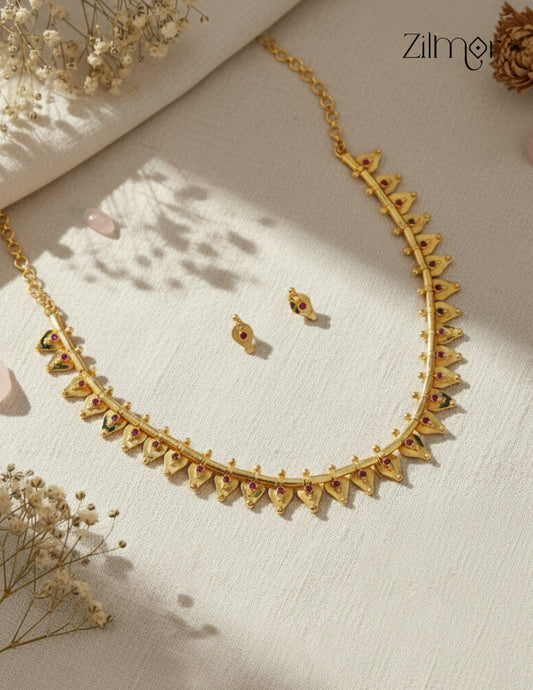 PP101876 - Gold Plated Thalikootam short necklace