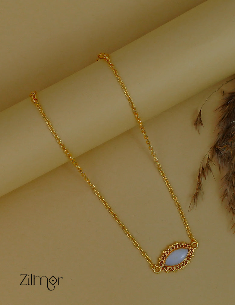 KY1011853 -Gold Tone Palakka Oval Pendant Choker (color option) 6-Zilmor