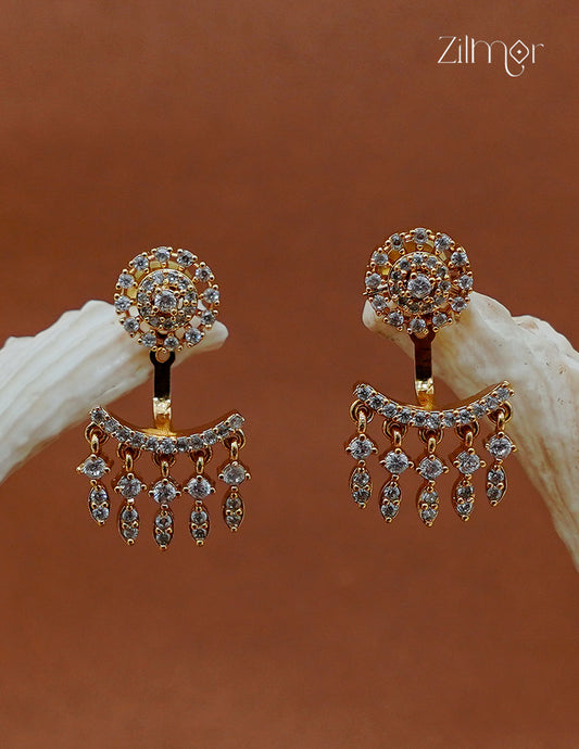 Gold Plated AD Stone Floral Stud Earrings  - KA1012988
