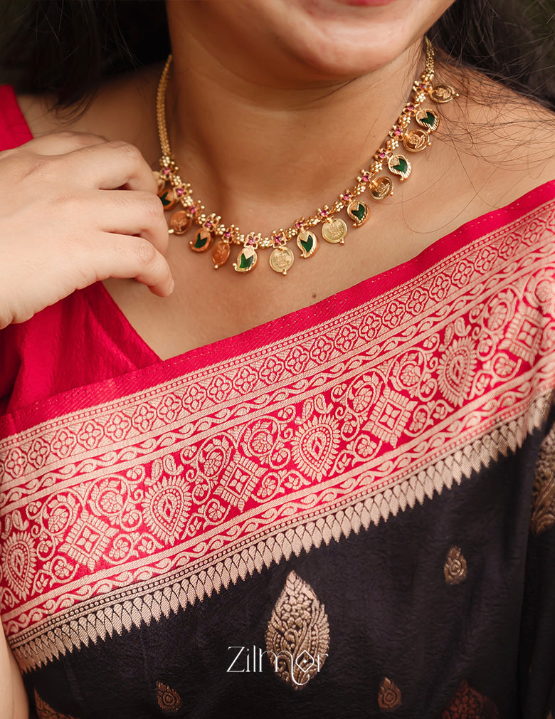 PP101639 - Gold tone Lakhmi coin & Mango Palakka Necklace with Earrings set 2-Zilmor