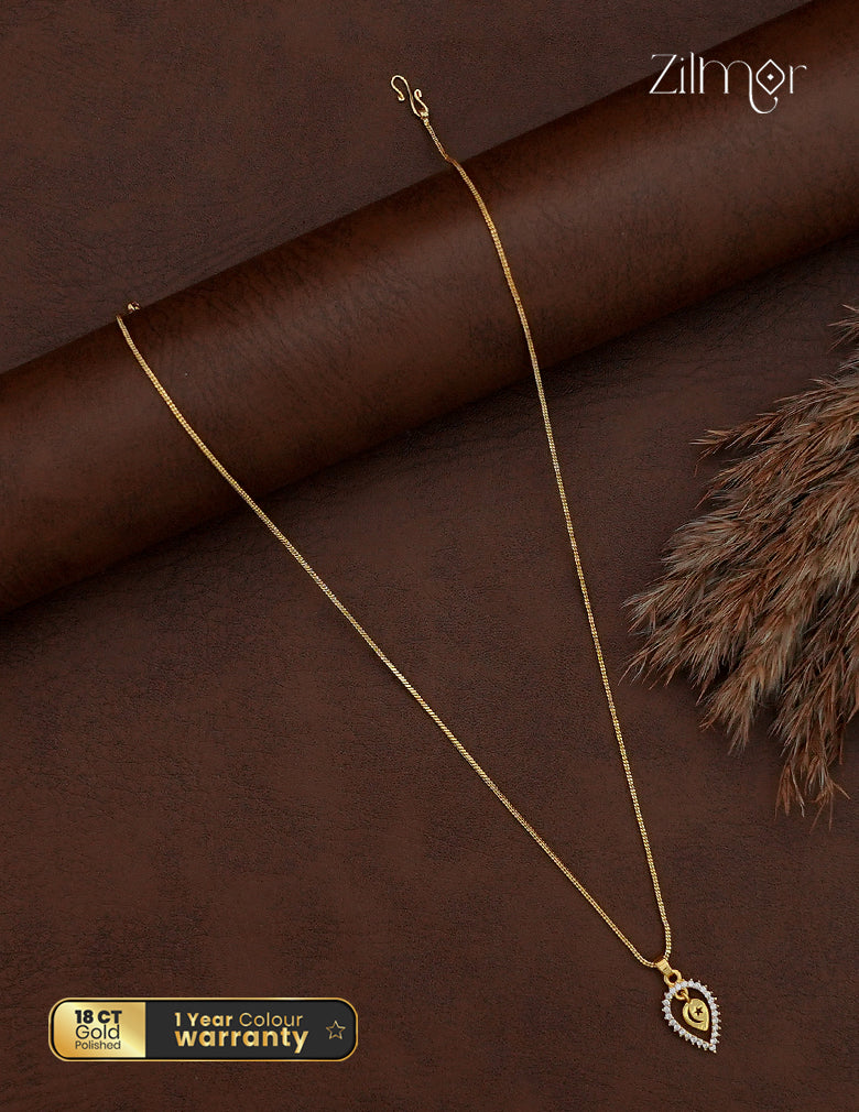 AG101798 -  Gold Tone AD Stone Thaali Pendant Simple Necklace