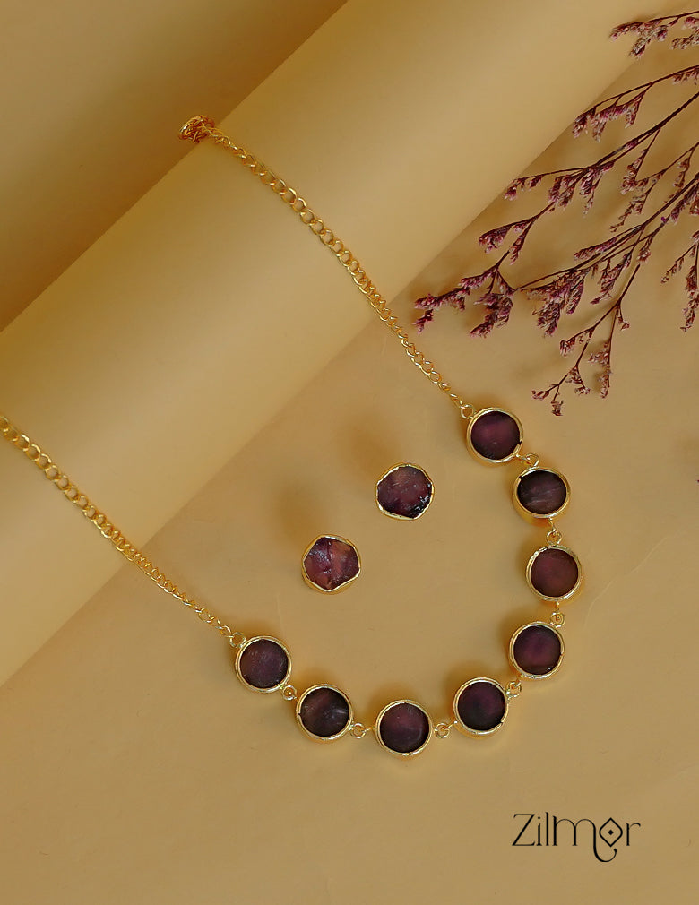 Natural Raw Stone Necklace Set  - KE100390