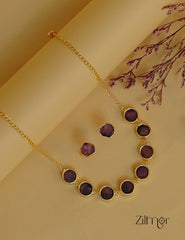 Natural Raw Stone Necklace Set  - KE100390