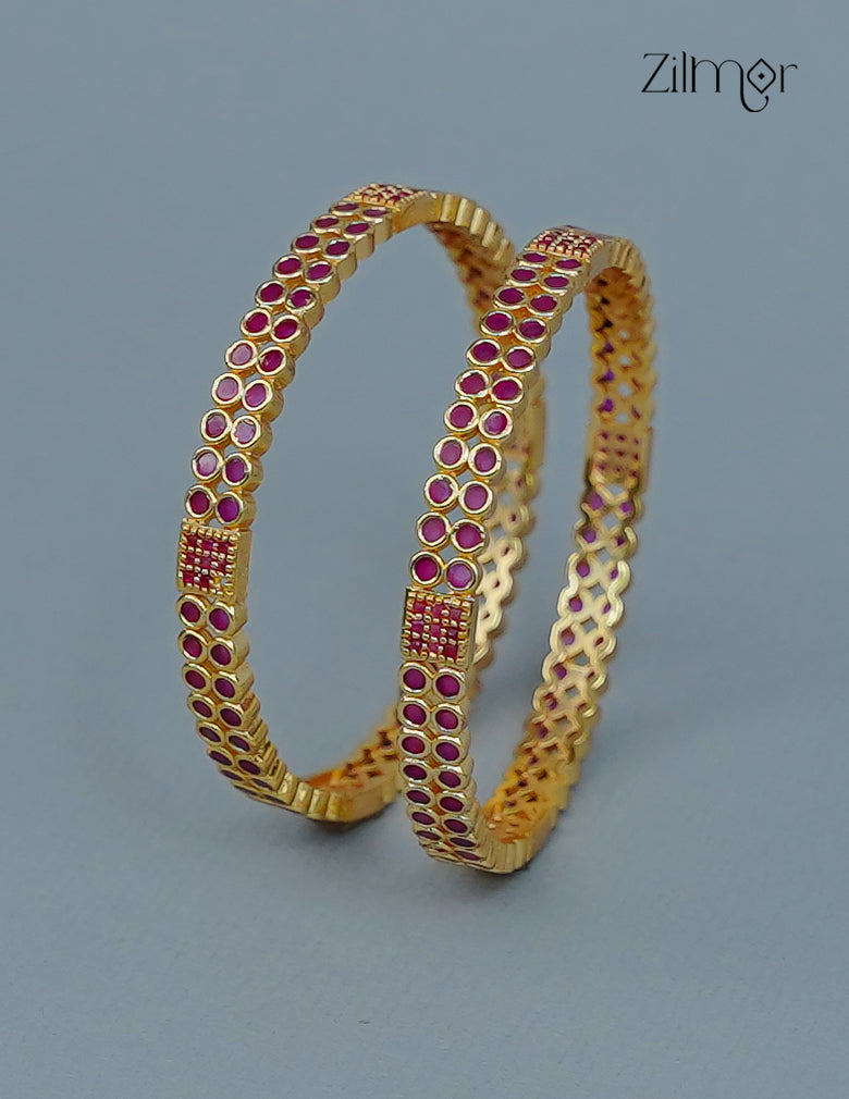 18k Gold Plated Anti-Tarnish AD stone Bangle (Pair) - CL1012232