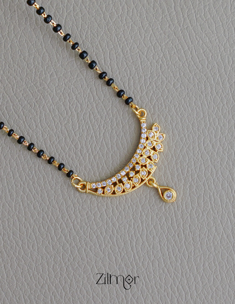 SR100553 - Gold Plated AD Stone Pendant Traditional Mangalsutra Necklace 3-Zilmor