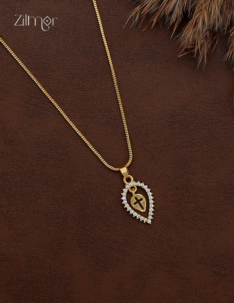 AG101798 -  Gold Tone AD Stone Thaali Pendant Simple Necklace