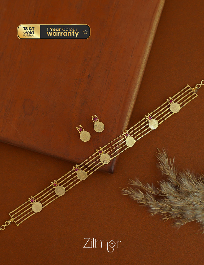 AG101758 - Gold tone Kaashu Lakshmi choker Necklace with matching Earring
