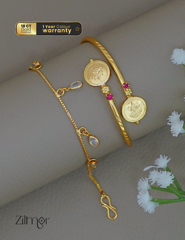 KY1011841 - Gold Toned Stone Bracelet &Adjustable Bangle Combo 6-Zilmor