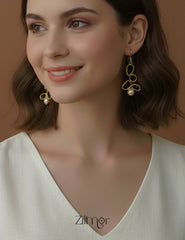 AS1012147 - Golden Glow Pearl Drop Earrings – Stylish Daily Wear