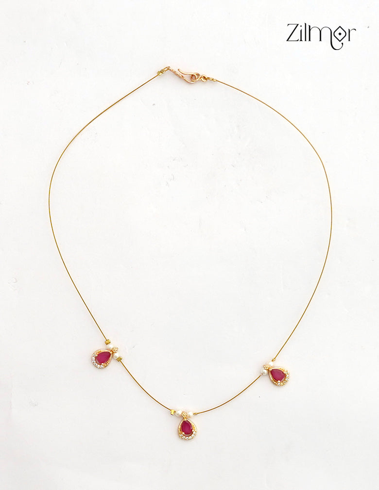 SN1011677- AD Stone with Pearl Pendant Hanging Invisible Necklace (color option)