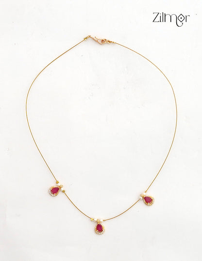 SN1011677- AD Stone with Pearl Pendant Hanging Invisible Necklace (color option)