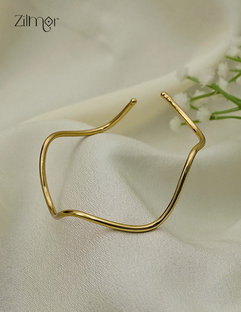 Gold Plated Adjustable Zig Zag Bangle - AS1012932